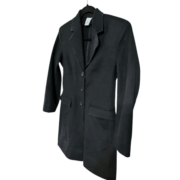 Armani Exchange Wool Black Button Coat Size XS Designer Women's Pockets Coat - Picture 5 of 7